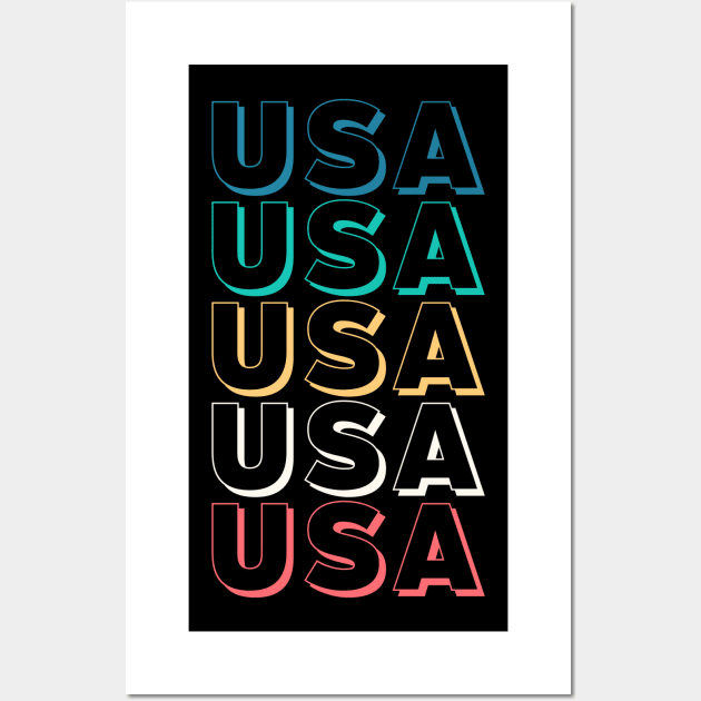 USA TRENDY ATHLETIC STYLE U.S.A INDEPENDENCE DAY 4TH JULY T Wall Art by CoolFactorMerch